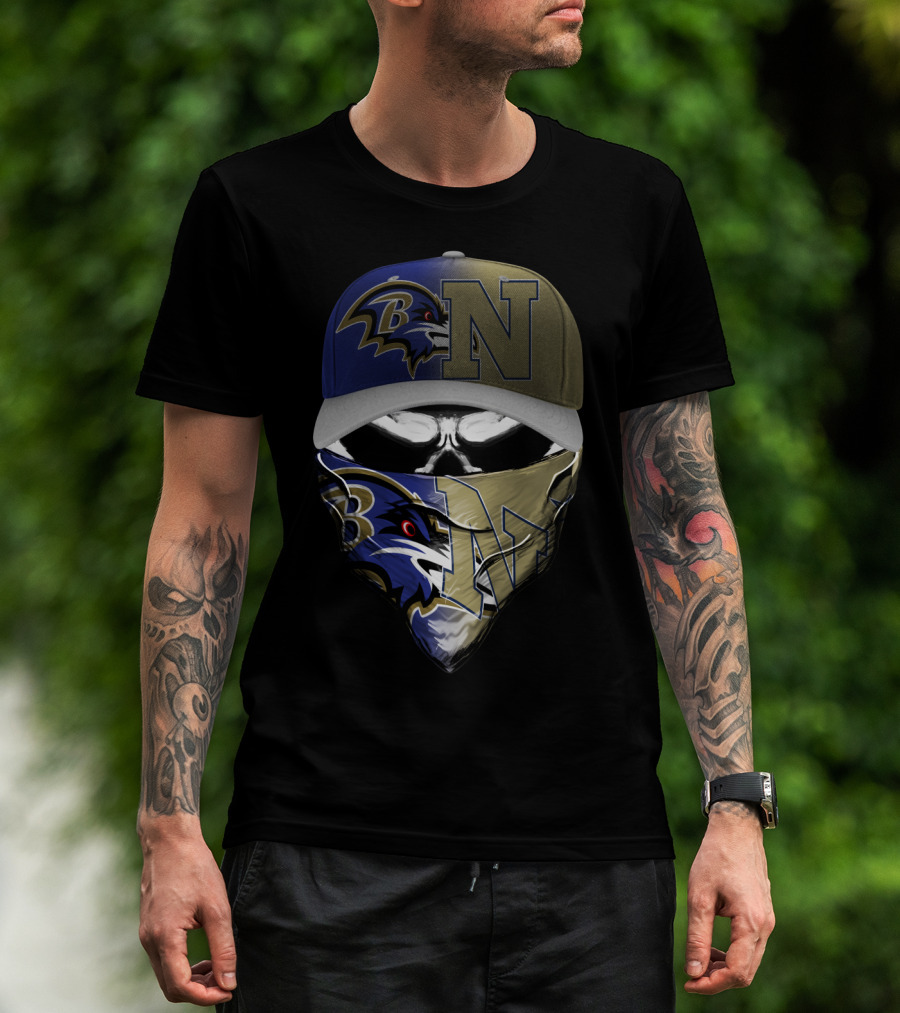 Ravens Skull Face Bandana Hat Baltimore T-Shirt