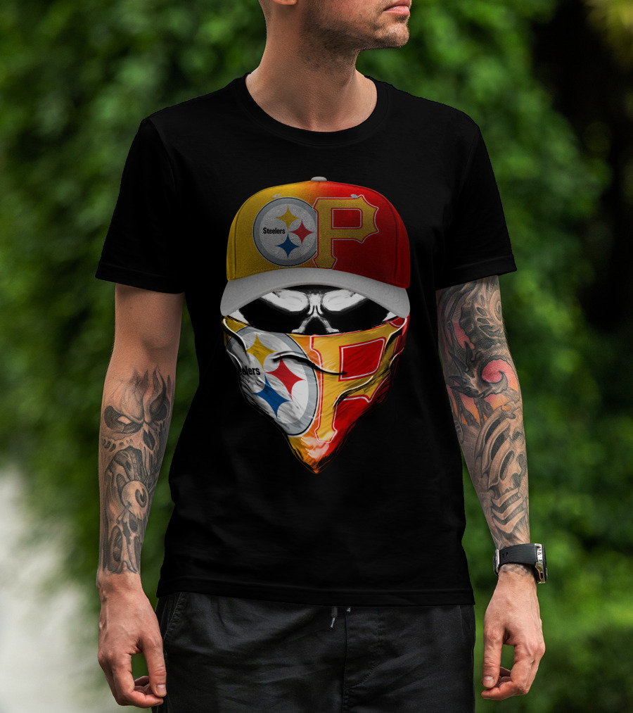 Steelers Pirates Crossover Baseball Cap Bandana Combo T-Shirt
