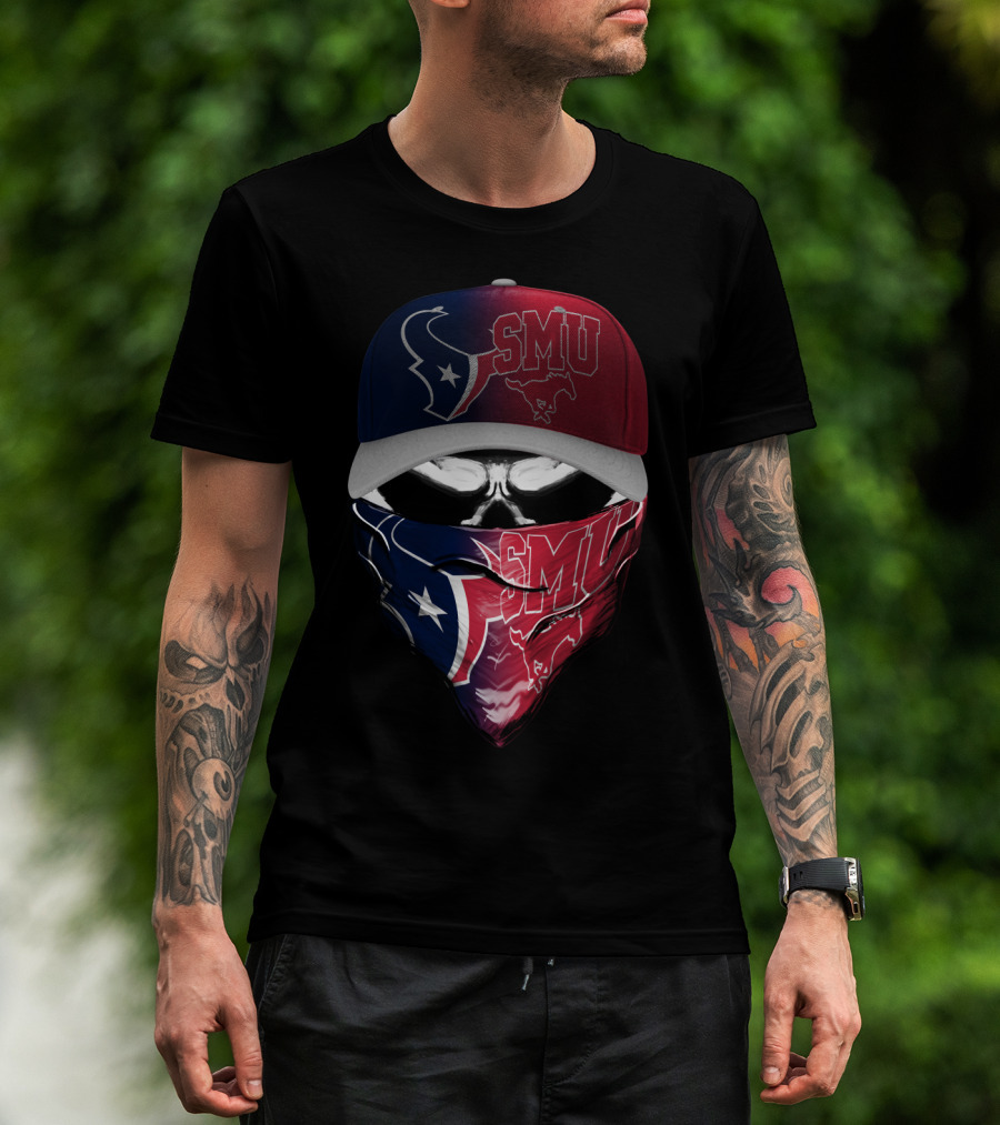 Smu Texas Football Skull Mask Houston Texans T-Shirt