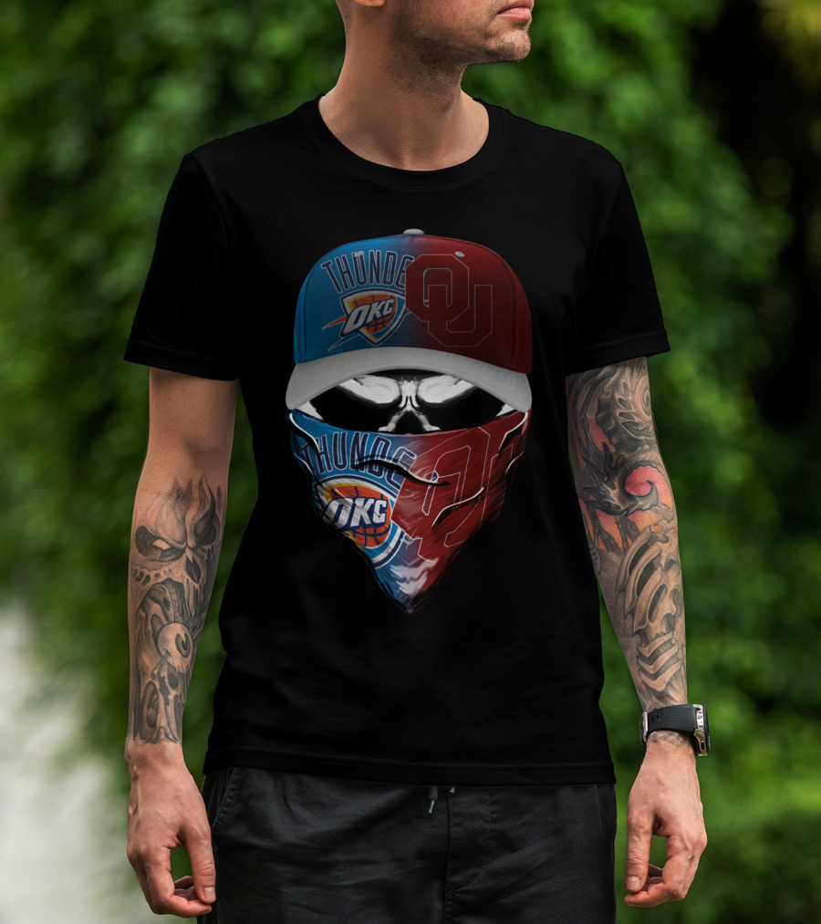 Thunder Okc Ou Cap And Bandana Combination T-Shirt