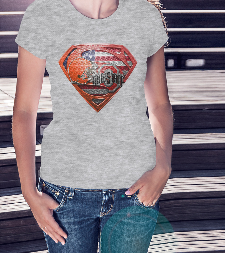 Ohio State Buckeyes American Flag Superman Logo Sps T-Shirt