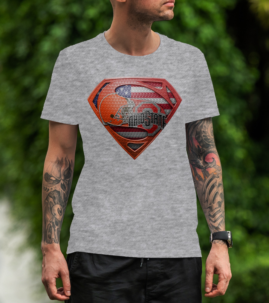 Ohio State Buckeyes American Flag Superman Logo Sps T-Shirt