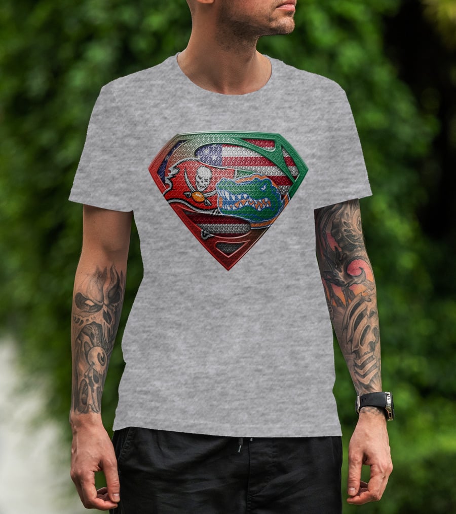 Superman Logo Tampa Bay Buccaneers Florida Gators American Flag T-Shirt