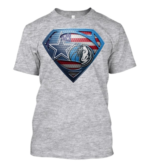 Dallas Basketball Heroes Shield Design With American Flag T-Shirt
