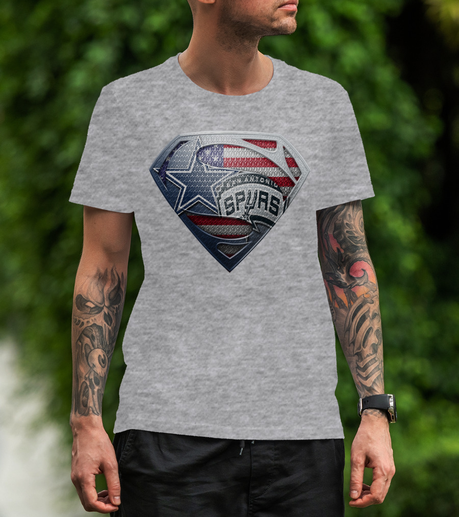 San Antonio Spurs Superman Shield Usa Flag T-Shirt