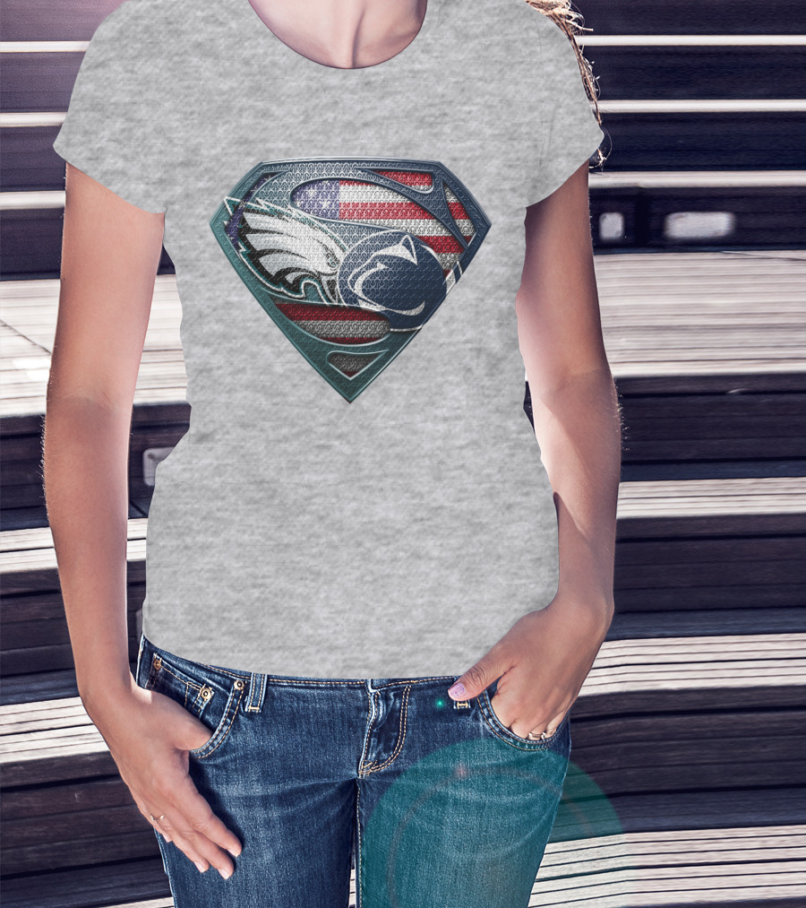 American Flag Philadelphia Eagles Penn State Superman Shield T-Shirt