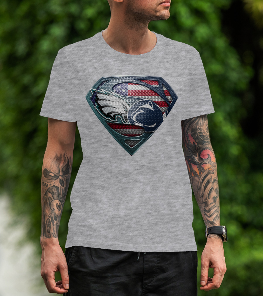 American Flag Philadelphia Eagles Penn State Superman Shield T-Shirt