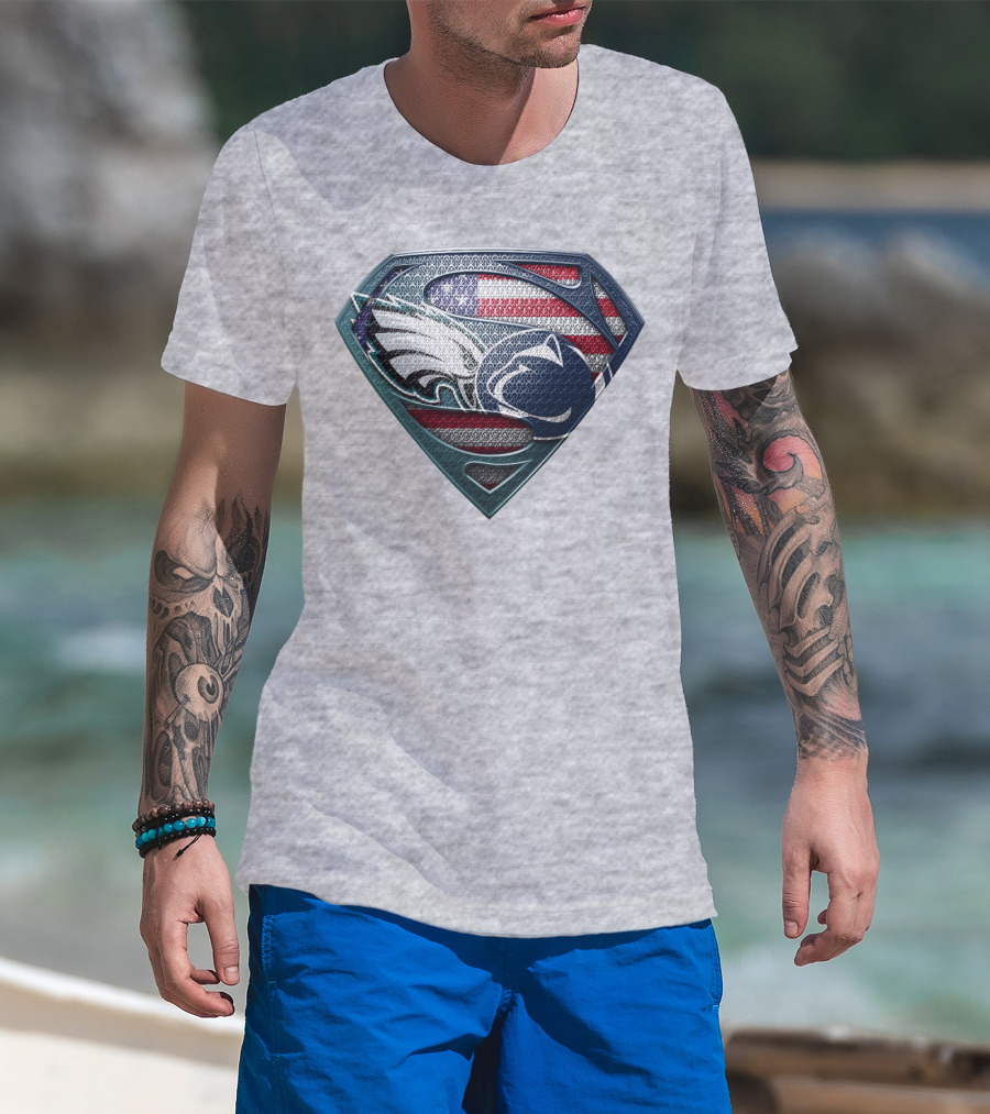 American Flag Philadelphia Eagles Penn State Superman Shield T-Shirt