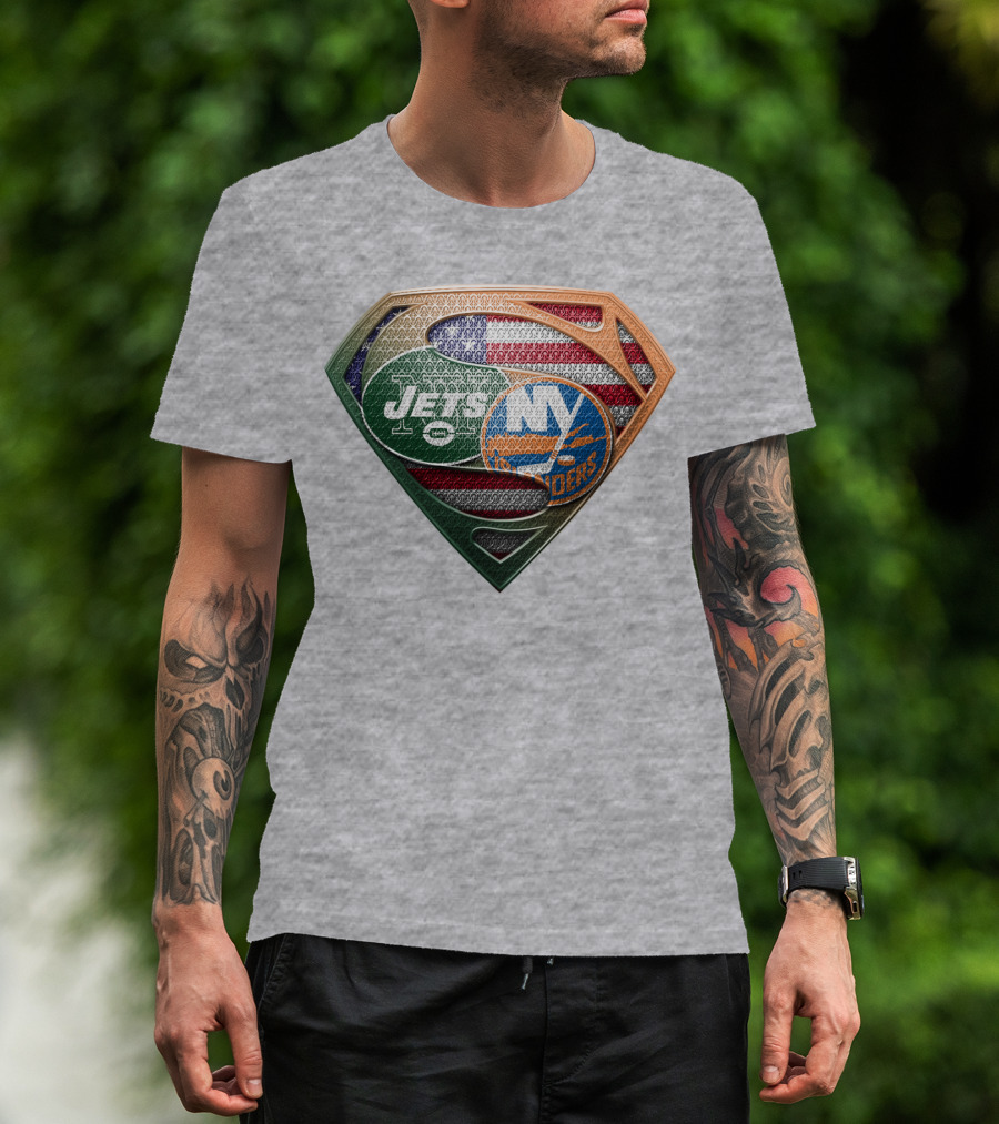 Jets Islanders American Flag Shield T-Shirt