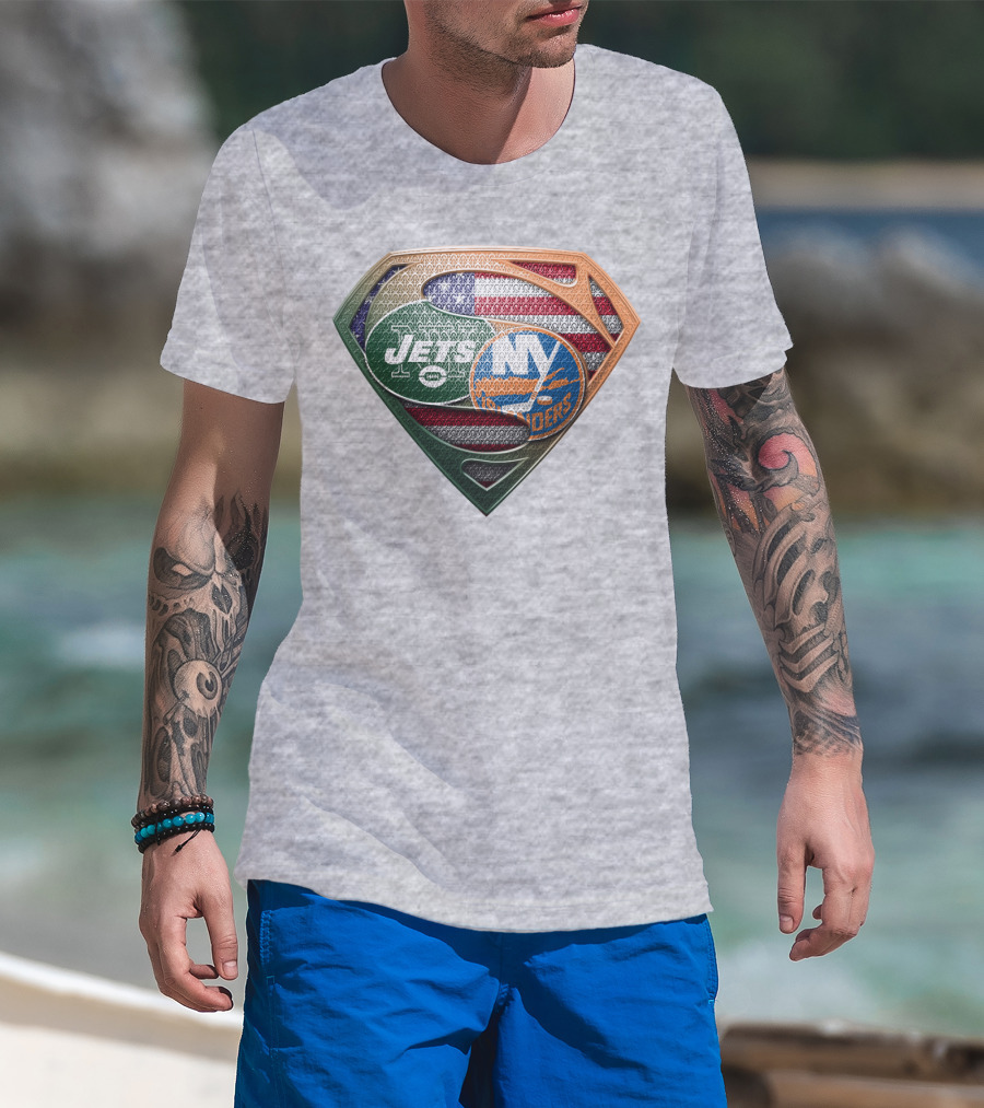 Jets Islanders American Flag Shield T-Shirt