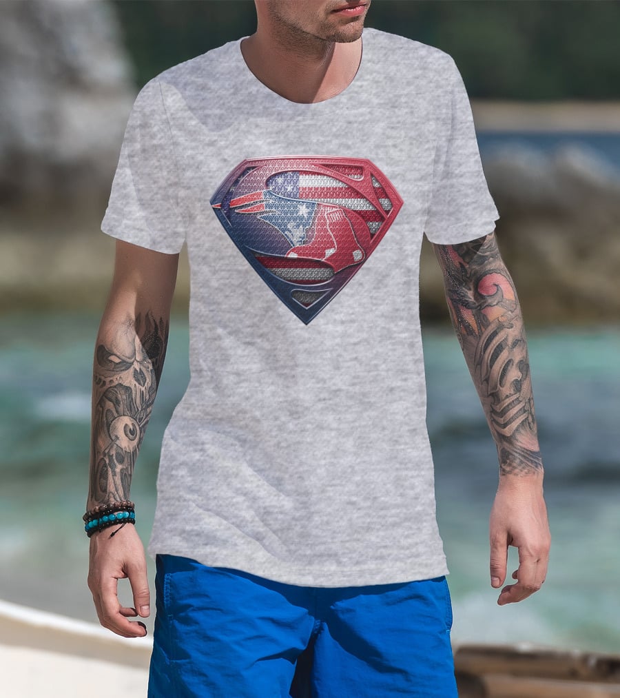 Superman Red Sox American Flag Tribute T-Shirt