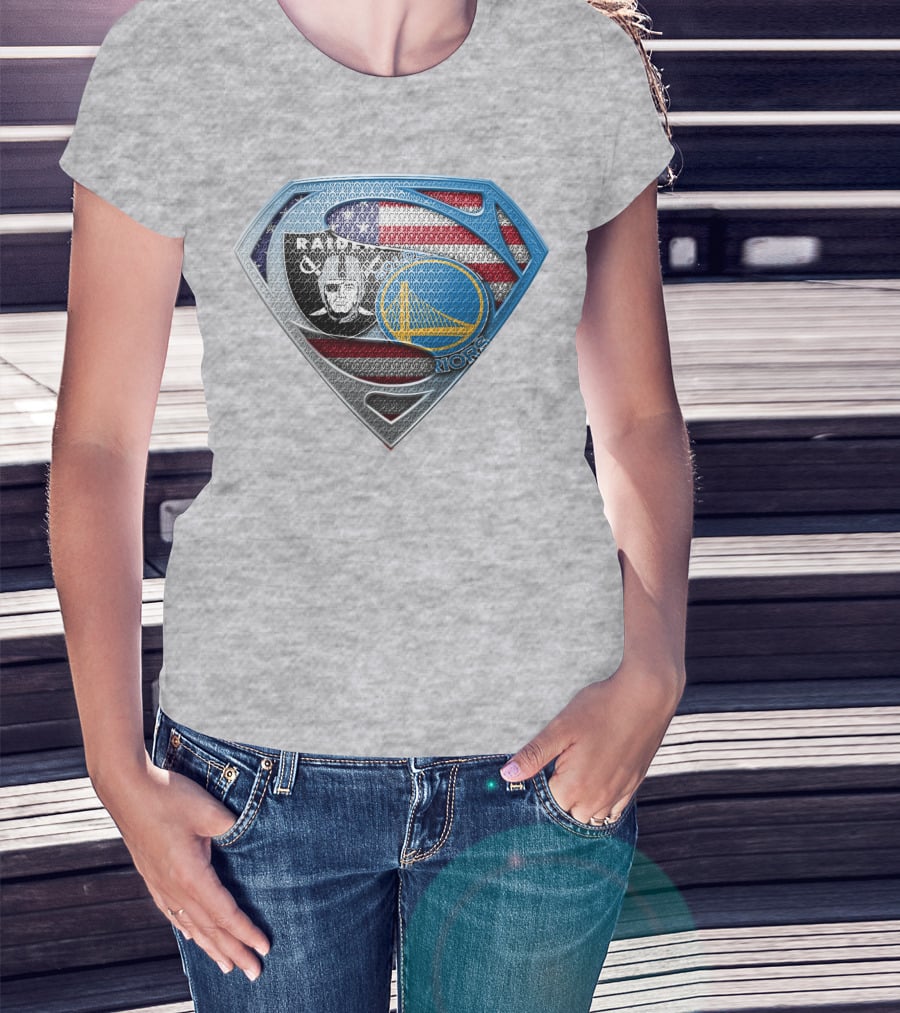 Superhero Shield Raiders Warriors American Flag T-Shirt