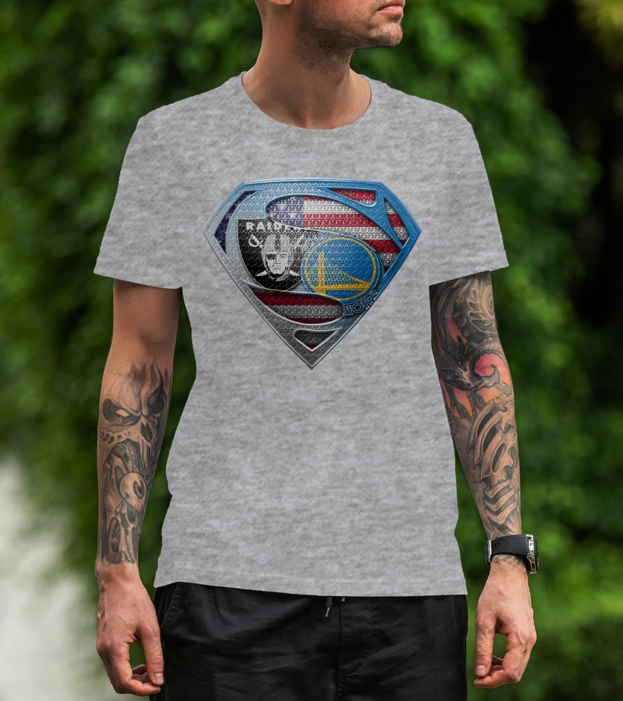 Superhero Shield Raiders Warriors American Flag T-Shirt