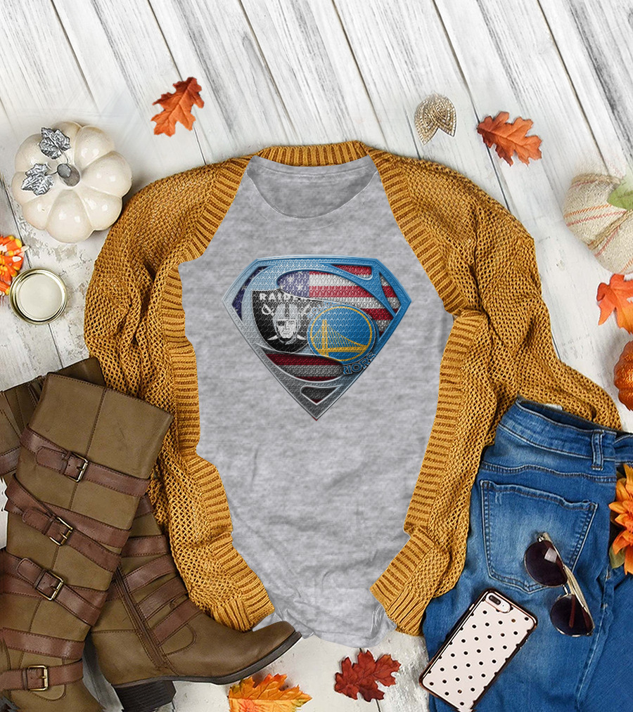 Superhero Shield Raiders Warriors American Flag T-Shirt