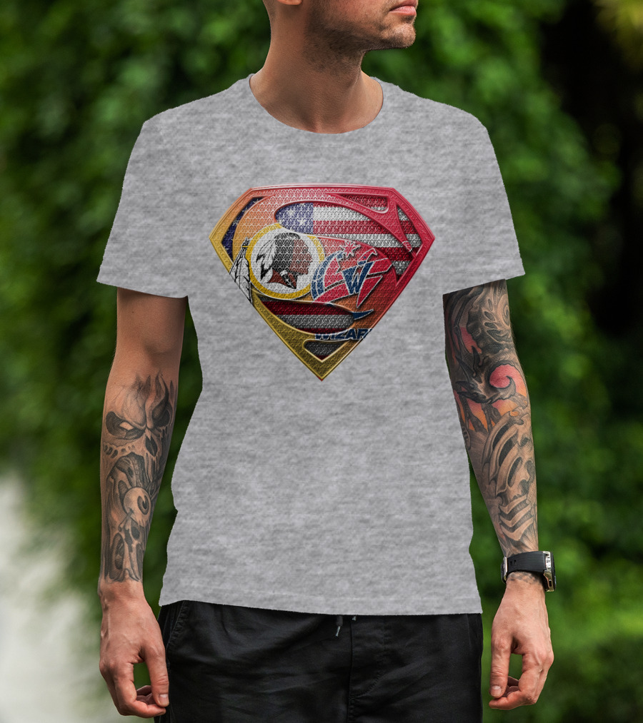 Superman Washington Redskins Wizards Nfl Nba Mix Superhero T-Shirt