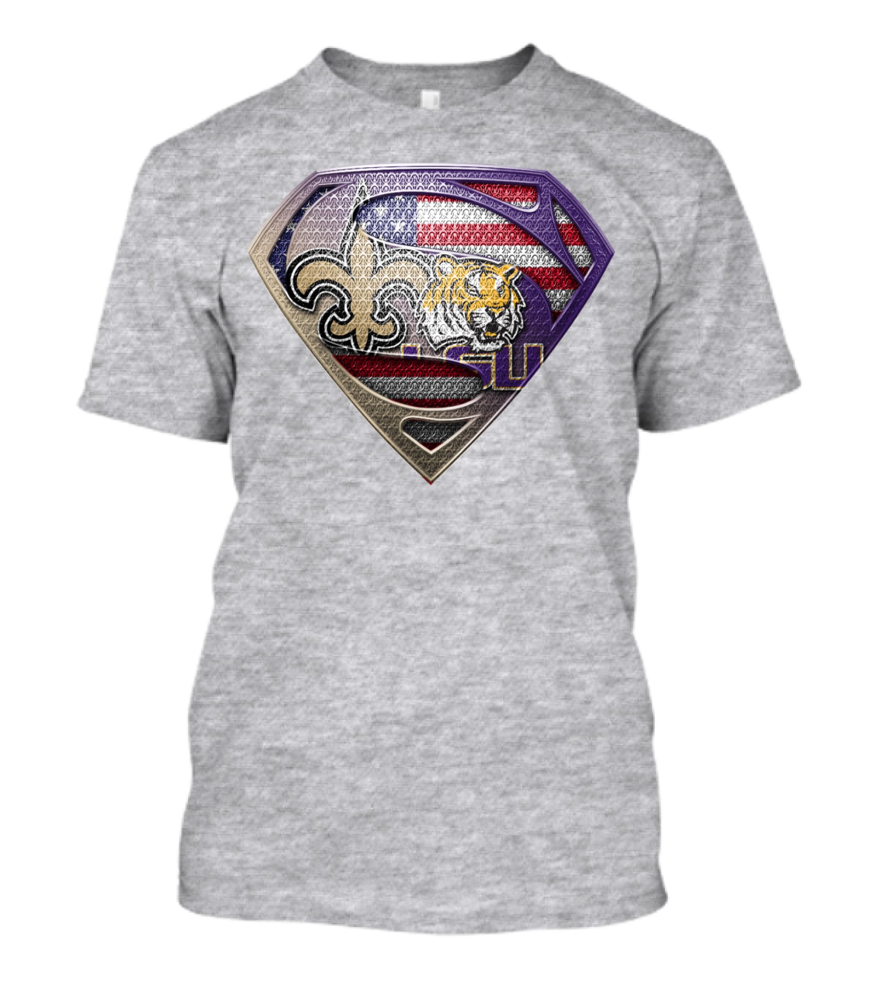 Super Louisiana Fleur-De-Lis Tiger American Flag Lsu T-Shirt