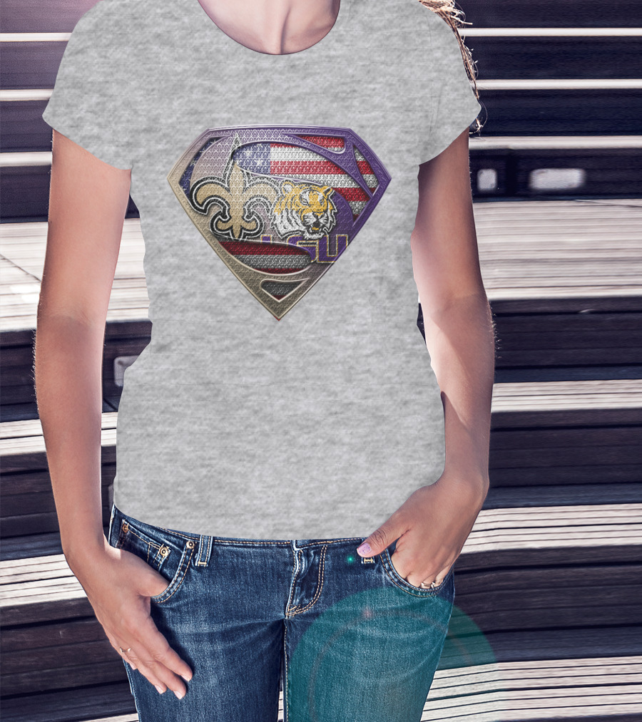 Super Louisiana Fleur-De-Lis Tiger American Flag Lsu T-Shirt
