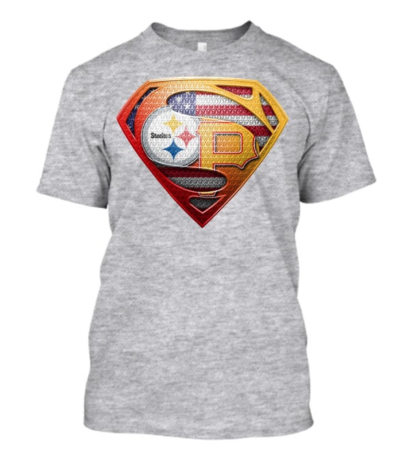 Steelers Pirates Super Emblem Usa Flag T-Shirt