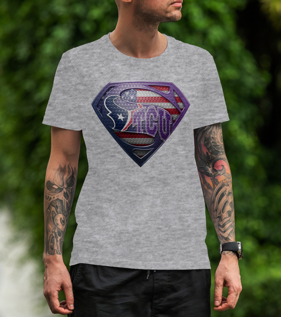 Tcu Super Shield American Flag Style T-Shirt