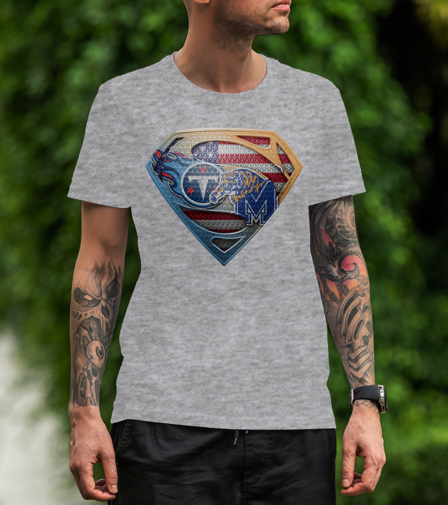 Memphis Tigers American Flag Superman Shield T-Shirt