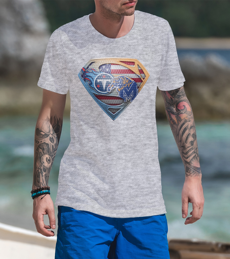 Memphis Tigers American Flag Superman Shield T-Shirt