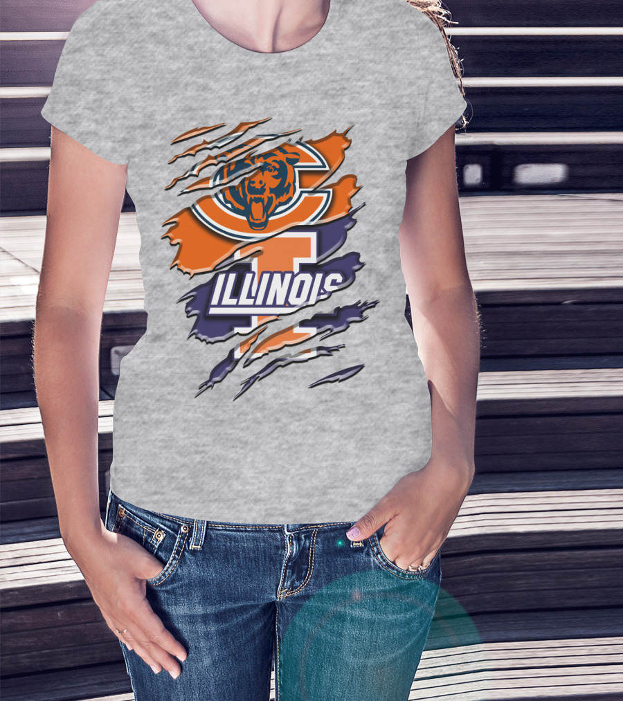 Chicago Bears Illinois Fighting Illini Mashup Rah T-Shirt