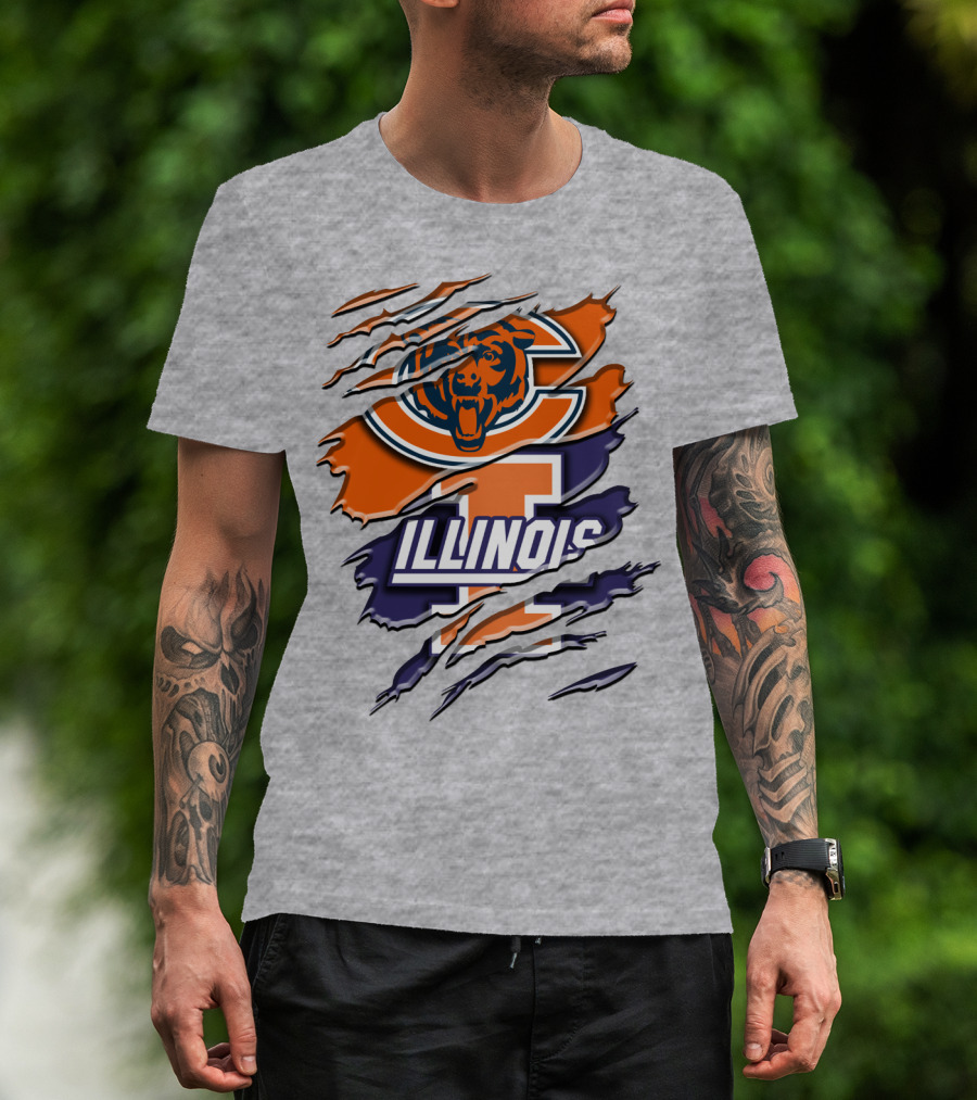 Chicago Bears Illinois Fighting Illini Mashup Rah T-Shirt
