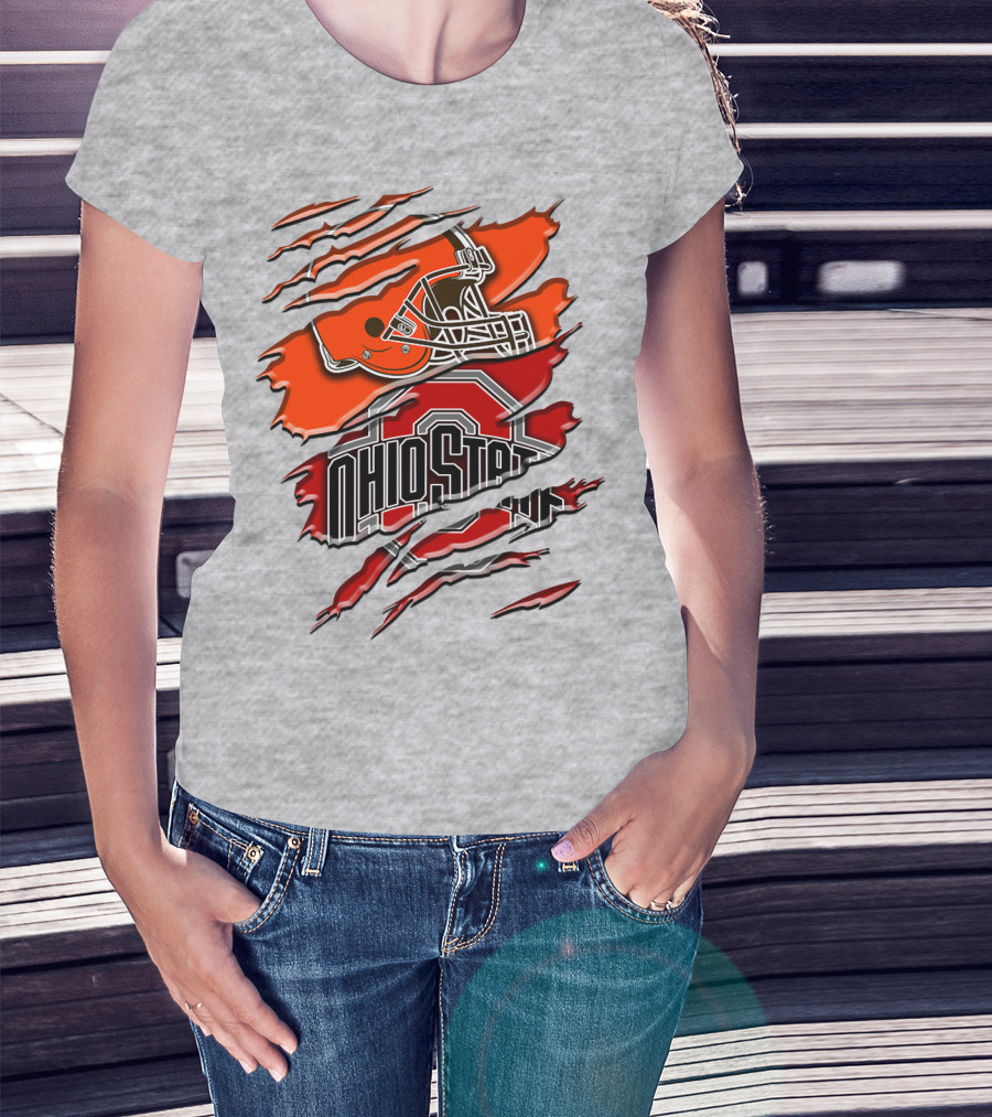 Ohio State Buckeyes Cleveland Browns Helmet Rah T-Shirt