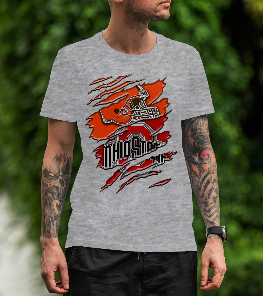 Ohio State Buckeyes Cleveland Browns Helmet Rah T-Shirt