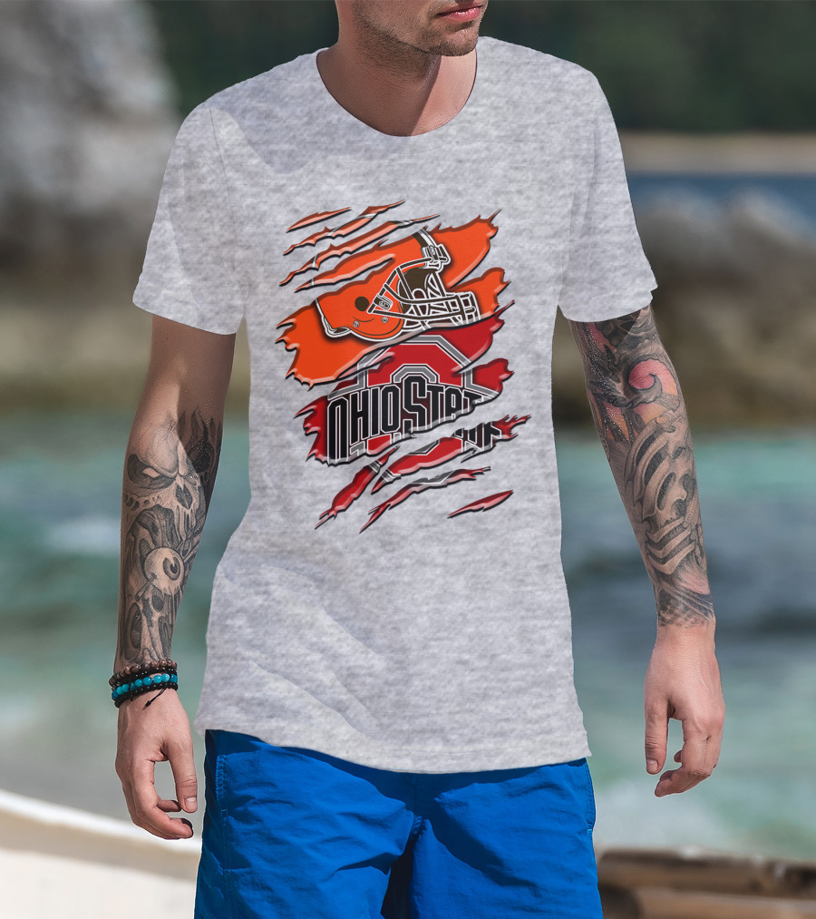 Ohio State Buckeyes Cleveland Browns Helmet Rah T-Shirt
