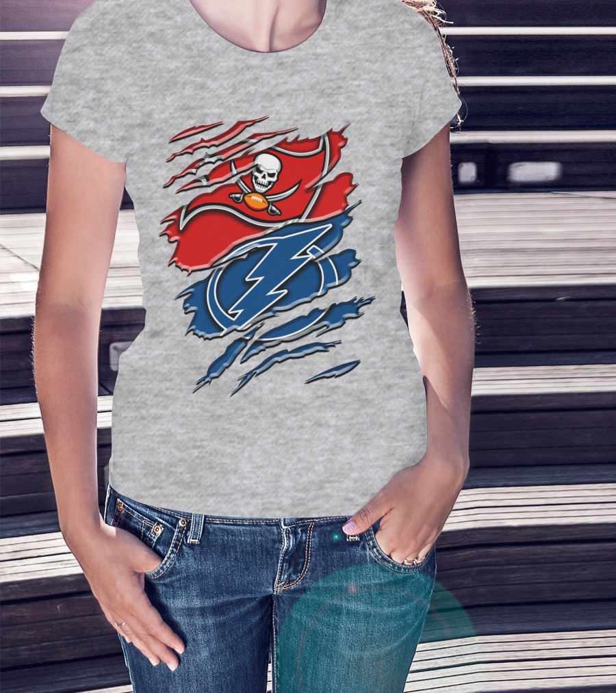 Tampa Bay Buccaneers Lightning Torn Design Rah 026 T-Shirt
