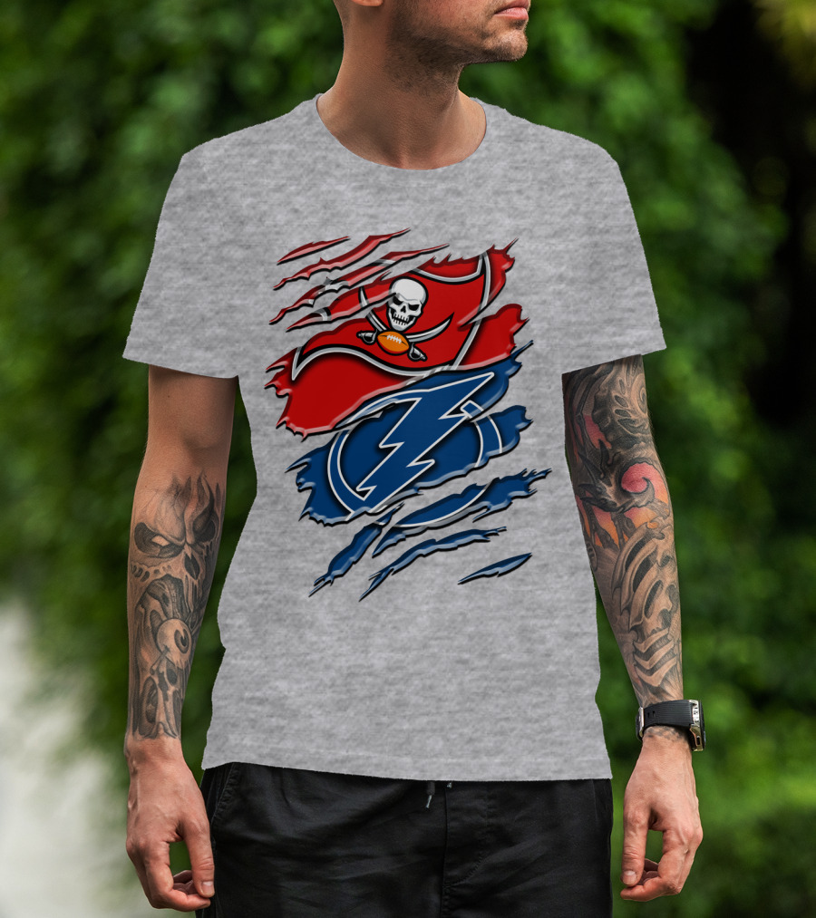Tampa Bay Buccaneers Lightning Torn Design Rah 026 T-Shirt