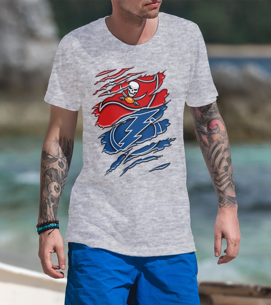 Tampa Bay Buccaneers Lightning Torn Design Rah 026 T-Shirt