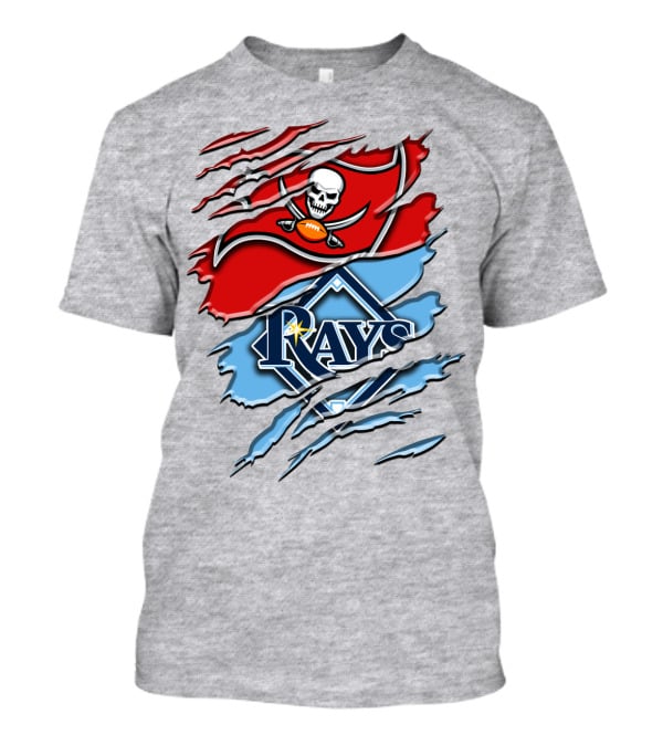 Buccaneers Skull And Crossbones Rah 027 Rays Mlb Nfl Crossover T-Shirt