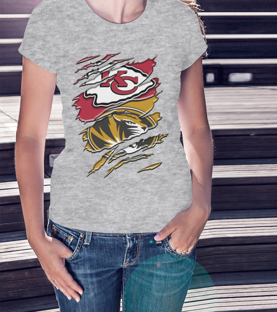 Kansas City Chiefs And Missouri Tigers Claw Logo Rah 039 T-Shirt