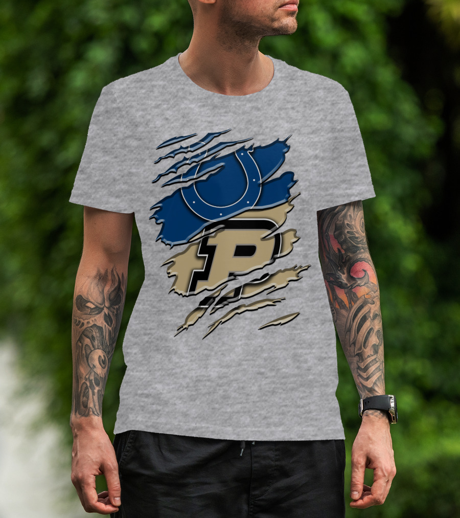 Indianapolis Colts Purdue Boilermakers Logo Mashup T-Shirt