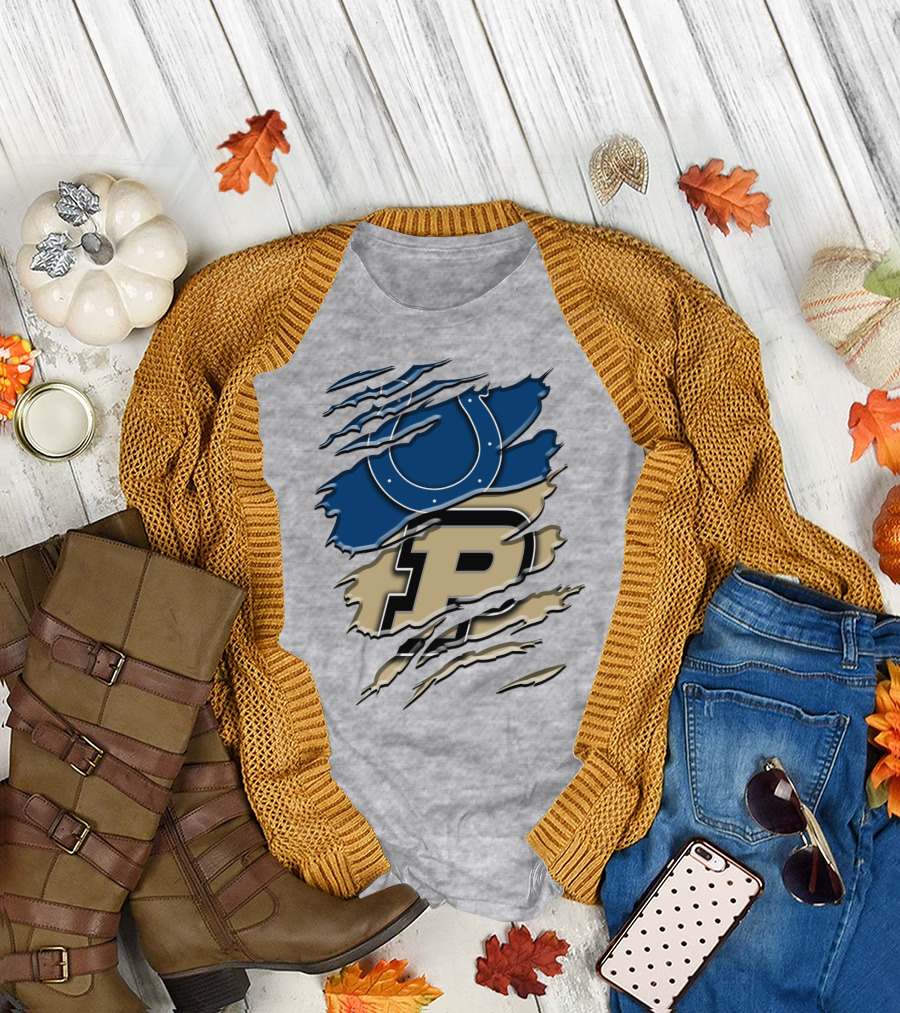 Indianapolis Colts Purdue Boilermakers Logo Mashup T-Shirt