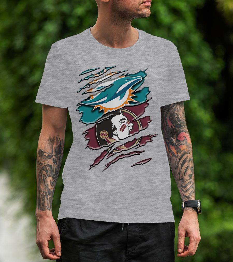 Dolphins Seminoles Fan Fusion T-Shirt