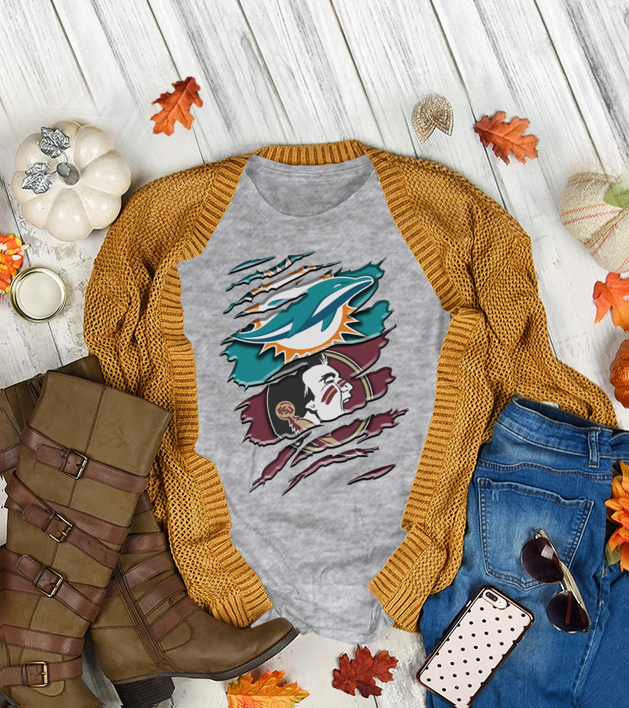 Dolphins Seminoles Fan Fusion T-Shirt