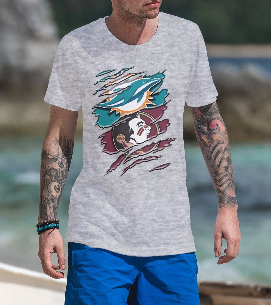 Dolphins Seminoles Fan Fusion T-Shirt