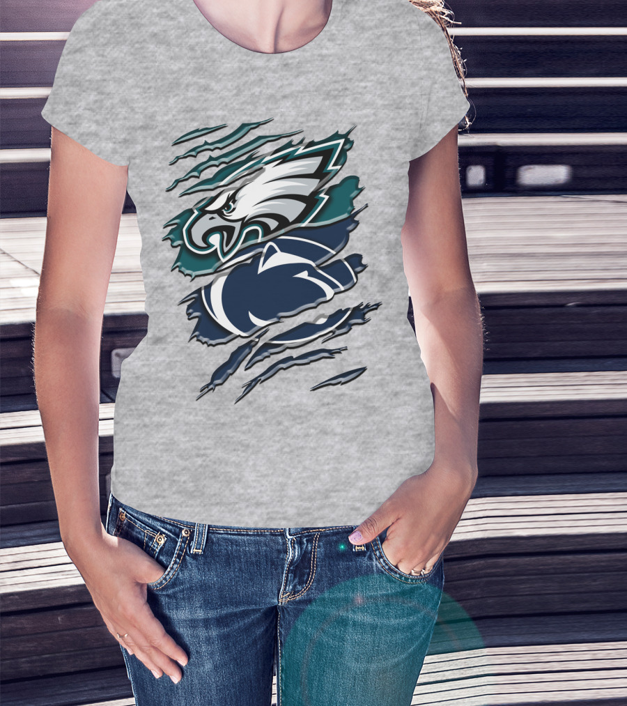Philadelphia Eagles Penn State Nittany Lions Layered Claw Marks T-Shirt