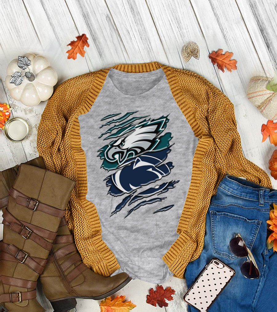 Philadelphia Eagles Penn State Nittany Lions Layered Claw Marks T-Shirt