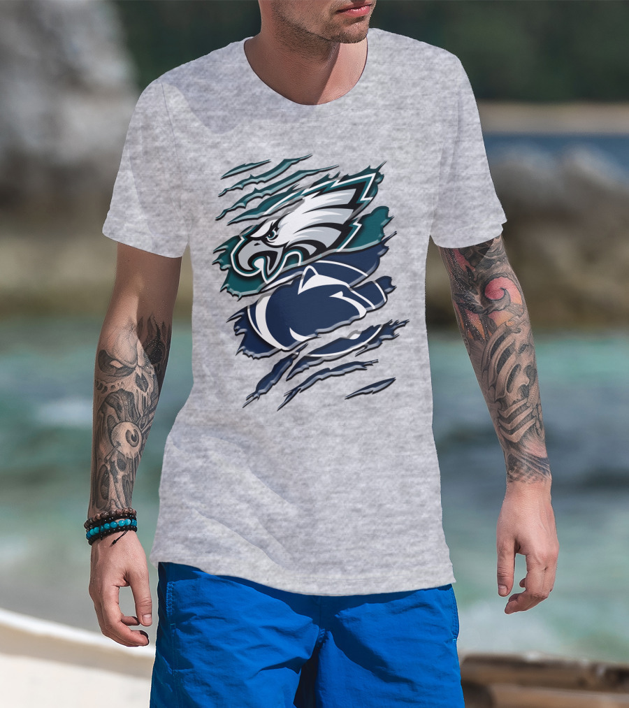 Philadelphia Eagles Penn State Nittany Lions Layered Claw Marks T-Shirt