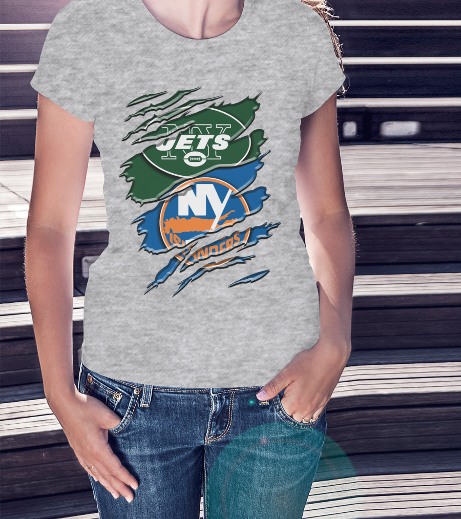 New York Jets Ny Islanders Crossover Rah 068 T-Shirt