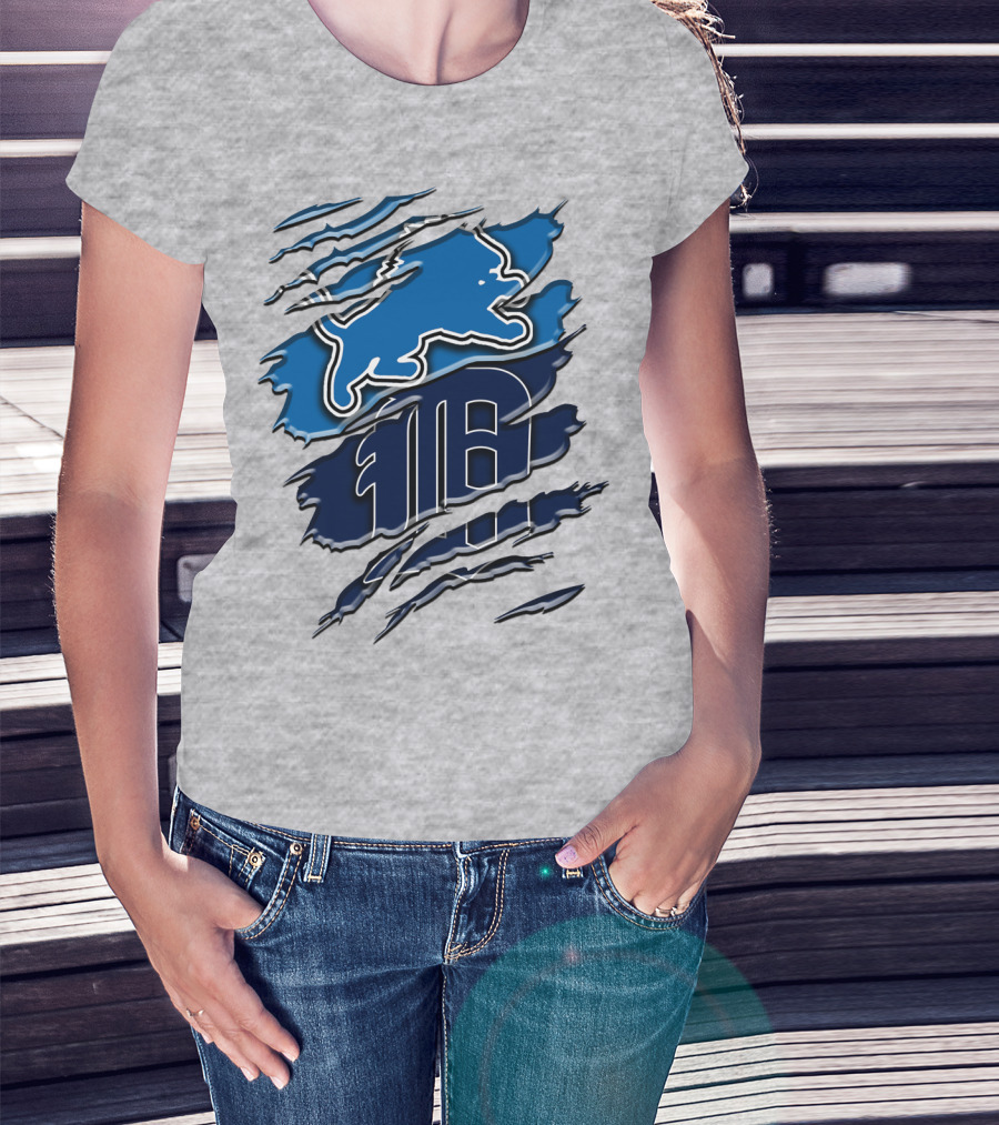 Detroit Lions Tigers Blue Rah 075 T-Shirt