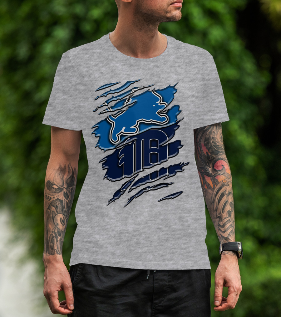 Detroit Lions Tigers Blue Rah 075 T-Shirt