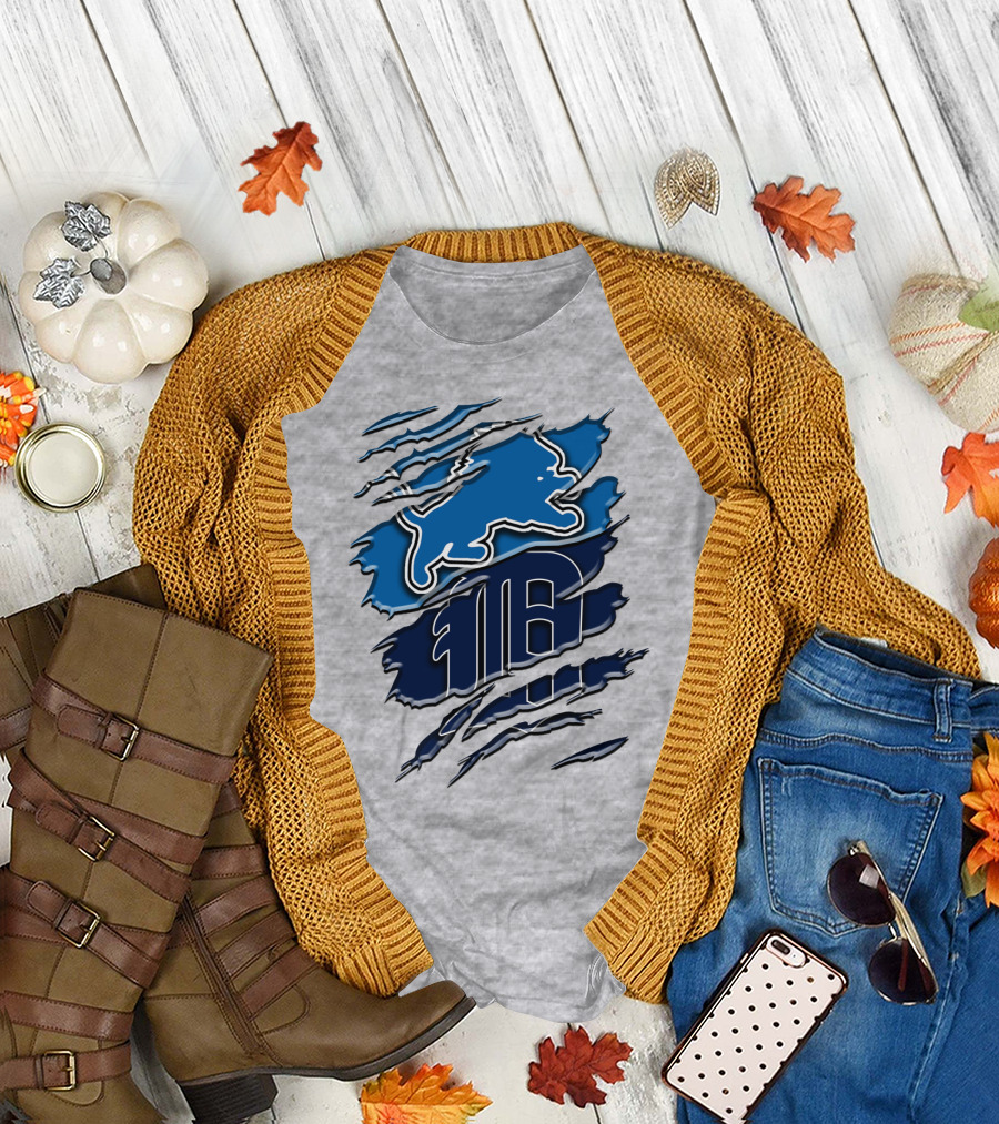Detroit Lions Tigers Blue Rah 075 T-Shirt