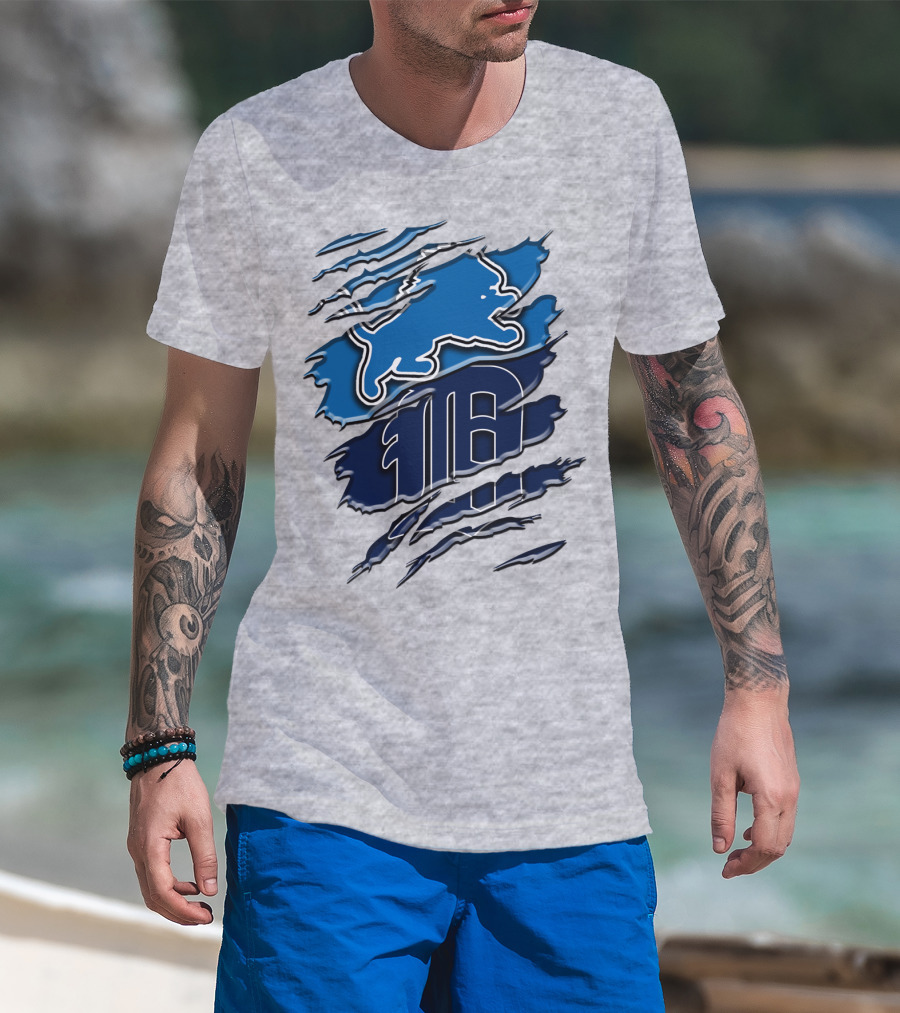 Detroit Lions Tigers Blue Rah 075 T-Shirt