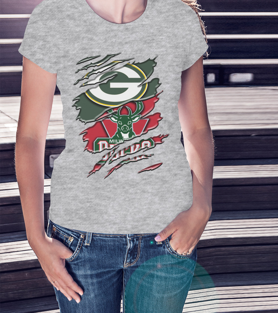 Milwaukee Bucks Green Bay Packers Crossover Rah T-Shirt