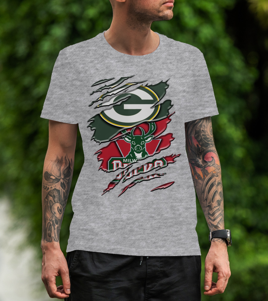 Milwaukee Bucks Green Bay Packers Crossover Rah T-Shirt